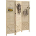 HOMCOM 4.7' Room Divider with Pegboard Display for Indoor, Natural