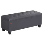 SONGMICS Storage Ottoman, Storage Bench, Tufted Entryway Bedroom Bench, 17.7 x 46.5 x 17.7 Inches
