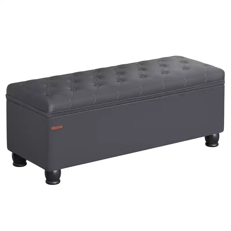 SONGMICS Storage Ottoman, Storage Bench, Tufted Entryway Bedroom Bench, 17.7 x 46.5 x 17.7 Inches