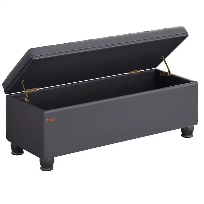 SONGMICS Pouf de rangement, Banc de rangement, Banc capitonné pour entrée ou chambre, 45 x 118 x 45 cm