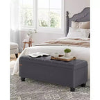 SONGMICS Pouf de rangement, Banc de rangement, Banc capitonné pour entrée ou chambre, 45 x 118 x 45 cm