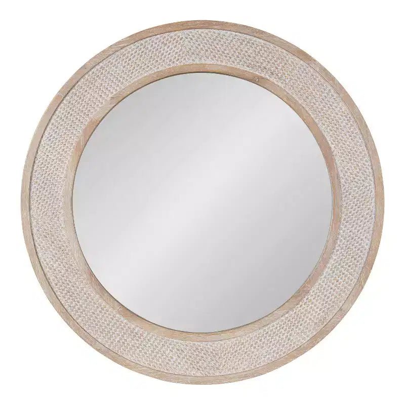 Miroir rond en bois Kate et Laurel Cannondale, diamètre 28, naturel