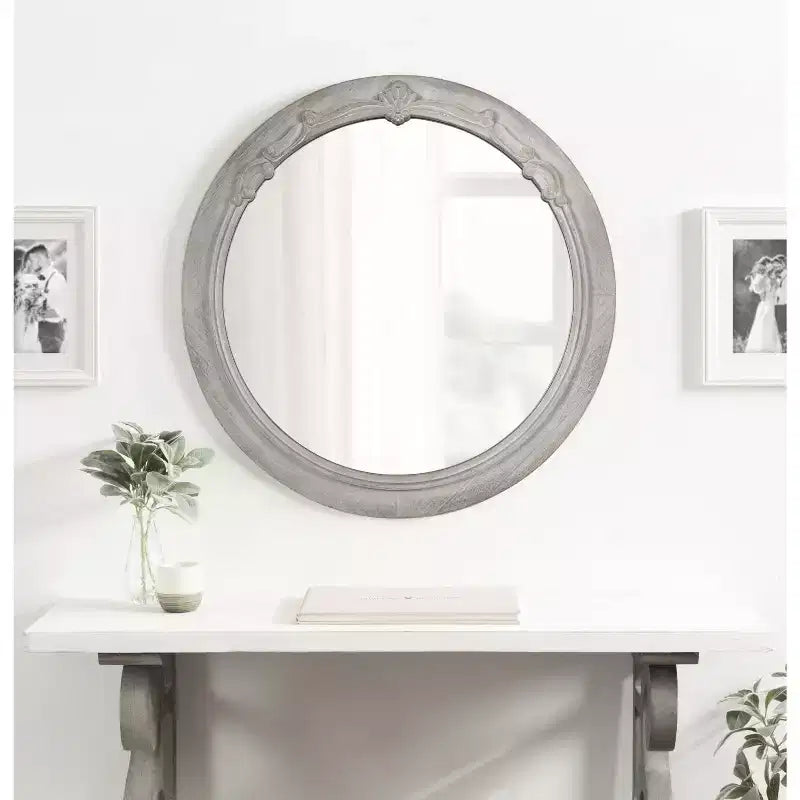 Miroir rond en MDF Kate and Laurel Irelyn, 26 po de diamètre, gris