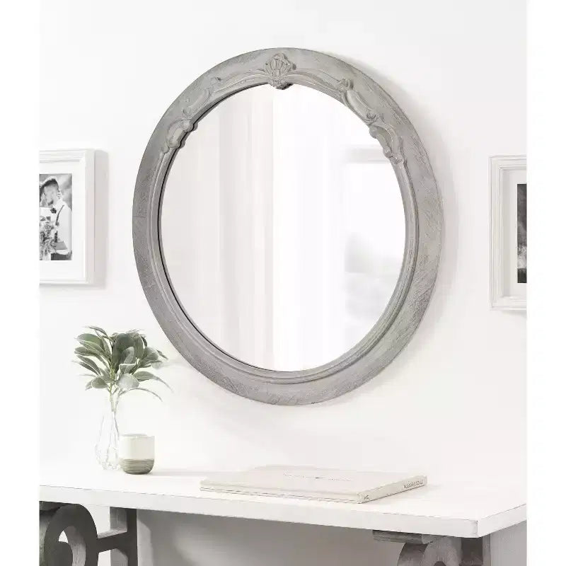Miroir rond en MDF Kate and Laurel Irelyn, 26 po de diamètre, gris