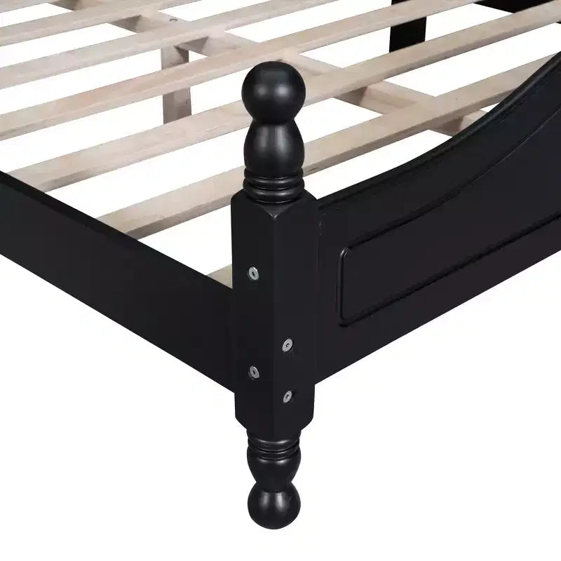 Cadre de lit plateforme en bois double/grand lit, lit plateforme de style rétro - ModernLuxe