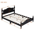 Cadre de lit plateforme en bois double/grand lit, lit plateforme de style rétro - ModernLuxe