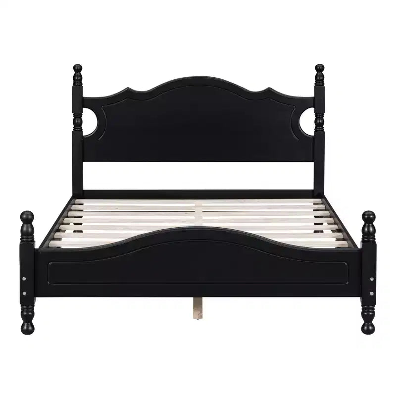 Cadre de lit plateforme en bois double/grand lit, lit plateforme de style rétro - ModernLuxe