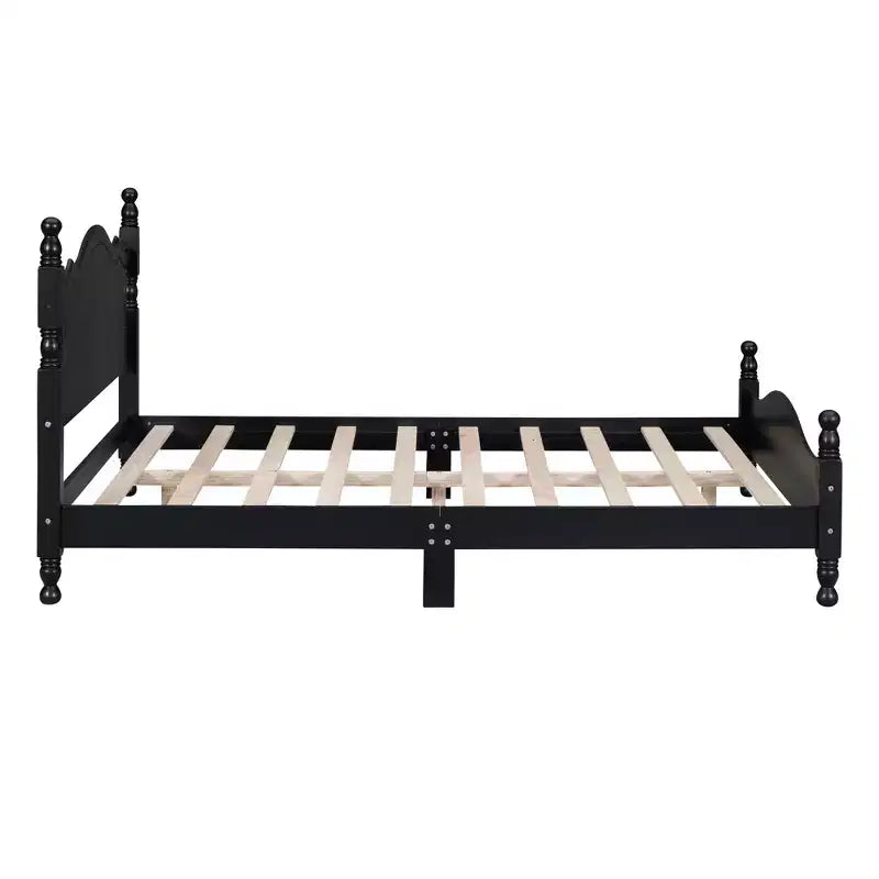 Cadre de lit plateforme en bois double/grand lit, lit plateforme de style rétro - ModernLuxe