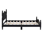 Cadre de lit plateforme en bois double/grand lit, lit plateforme de style rétro - ModernLuxe