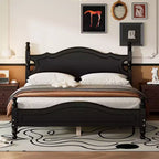 Cadre de lit plateforme en bois double/grand lit, lit plateforme de style rétro - ModernLuxe