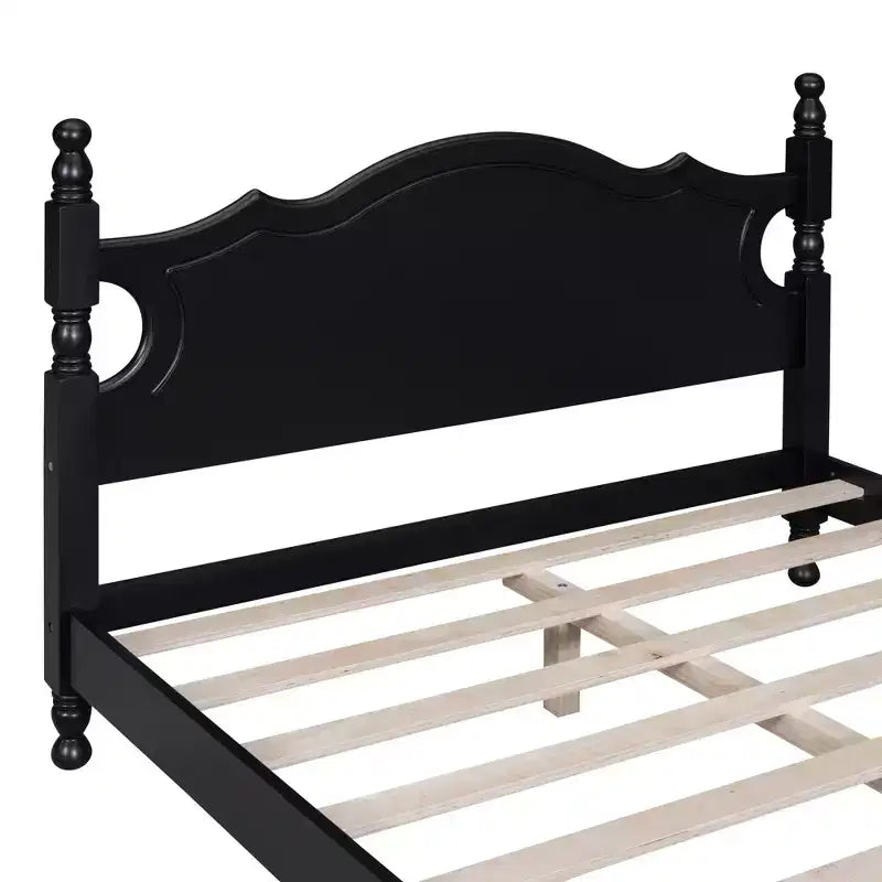 Cadre de lit plateforme en bois double/grand lit, lit plateforme de style rétro - ModernLuxe