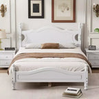 Cadre de lit plateforme en bois double/grand lit, lit plateforme de style rétro - ModernLuxe