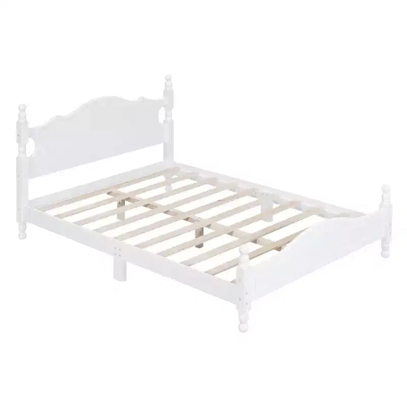 Cadre de lit plateforme en bois double/grand lit, lit plateforme de style rétro - ModernLuxe