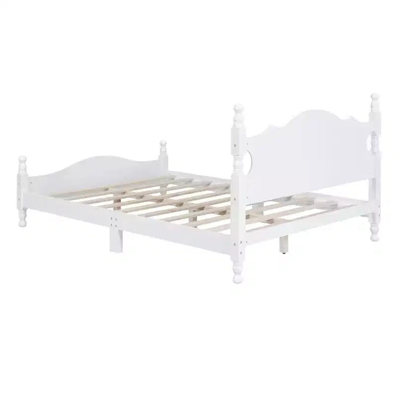 Cadre de lit plateforme en bois double/grand lit, lit plateforme de style rétro - ModernLuxe