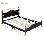 Cadre de lit plateforme en bois double/grand lit, lit plateforme de style rétro - ModernLuxe