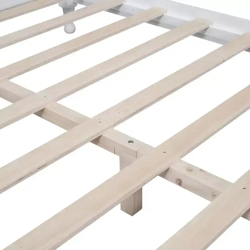 Cadre de lit plateforme en bois double/grand lit, lit plateforme de style rétro - ModernLuxe
