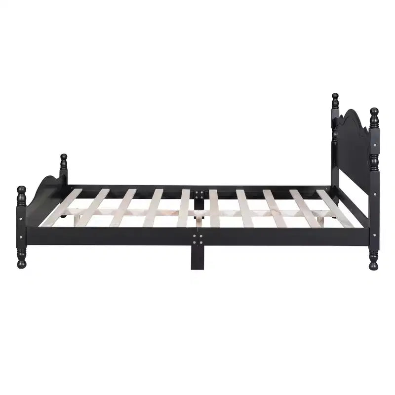 Cadre de lit plateforme en bois double/grand lit, lit plateforme de style rétro - ModernLuxe