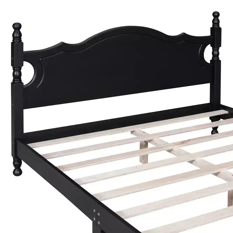Cadre de lit plateforme en bois double/grand lit, lit plateforme de style rétro - ModernLuxe