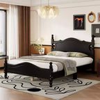Cadre de lit plateforme en bois double/grand lit, lit plateforme de style rétro - ModernLuxe