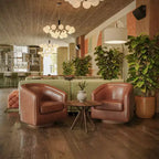 Fauteuil à dossier en tonneau commercial de style club Flash Furniture Dean avec base pivotante en métal à 360 degrés et accoudoirs inclinés