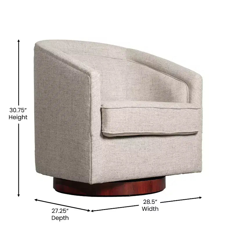 Fauteuil à dossier en tonneau commercial de style club Flash Furniture Dean avec base pivotante en métal à 360 degrés et accoudoirs inclinés