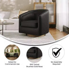 Fauteuil à dossier en tonneau commercial de style club Flash Furniture Dean avec base pivotante en métal à 360 degrés et accoudoirs inclinés