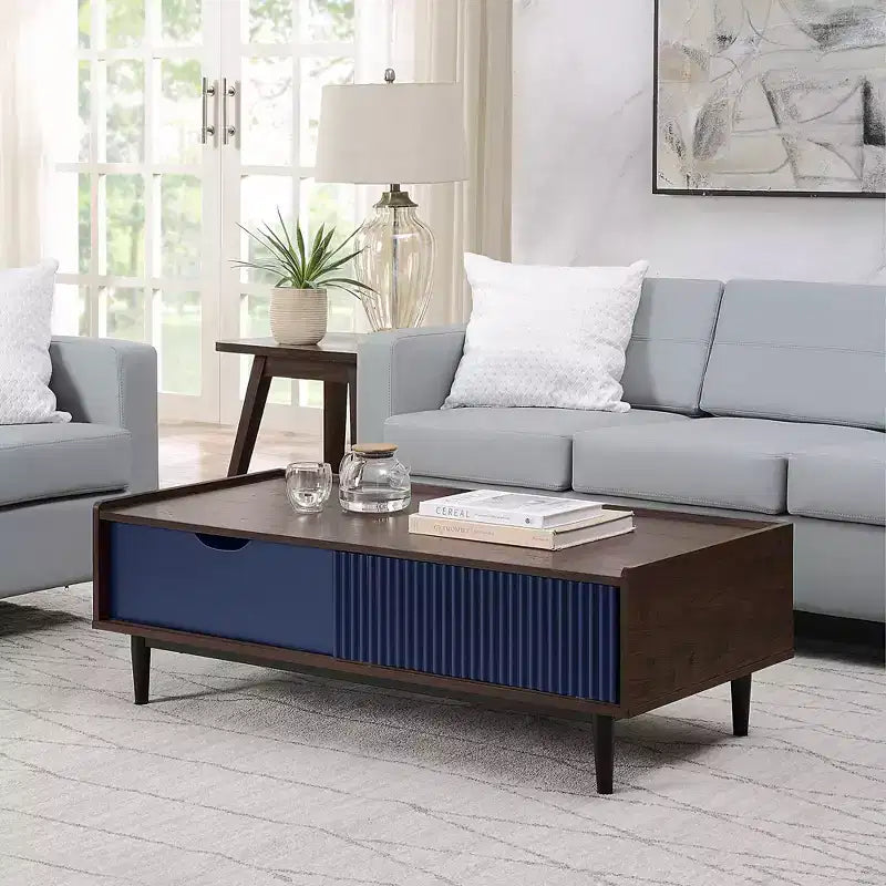 Ensemble Table d'appoint et Table Basse Nervurées Duane - Manhattan Comfort