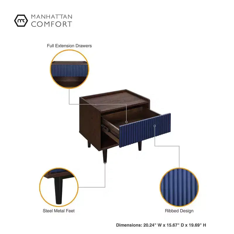 Ensemble Table d'appoint et Table Basse Nervurées Duane - Manhattan Comfort