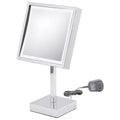 Aptations 8 LED Square Mirror - 3X Magnification, Free Standing - Cool Light, Makeup Mirror for Vanity, Bedroom, Bathroom - (Brushed Nickel)