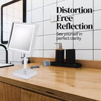 Miroir carré Aptations 8 LED - Grossissement 3X, sur pied - Lumière froide, miroir de maquillage pour coiffeuse, chambre, salle de bain - (Nickel brossé)