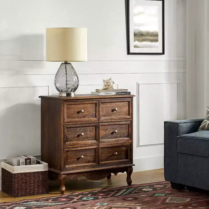 Commode d'appoint traditionnelle Galatea 32'' en bois massif à 3 tiroirs avec station de charge | HULALA HOME