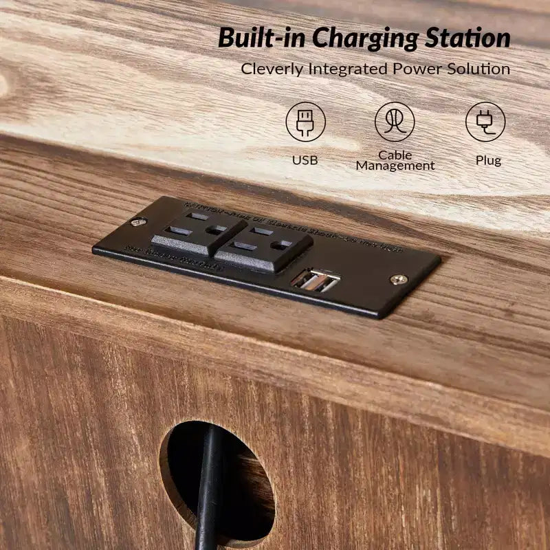 Commode d'appoint traditionnelle Galatea 32'' en bois massif à 3 tiroirs avec station de charge | HULALA HOME