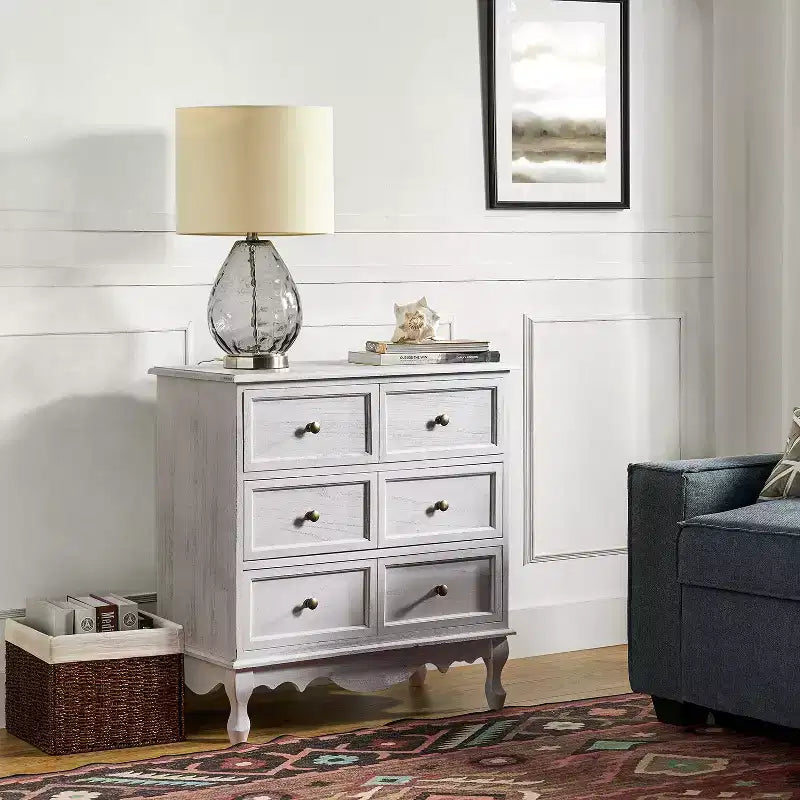 Commode d'appoint traditionnelle Galatea 32'' en bois massif à 3 tiroirs avec station de charge | HULALA HOME