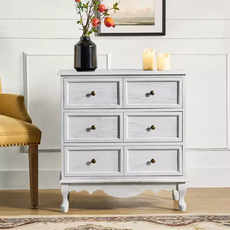 Commode d'appoint traditionnelle Galatea 32'' en bois massif à 3 tiroirs avec station de charge | HULALA HOME