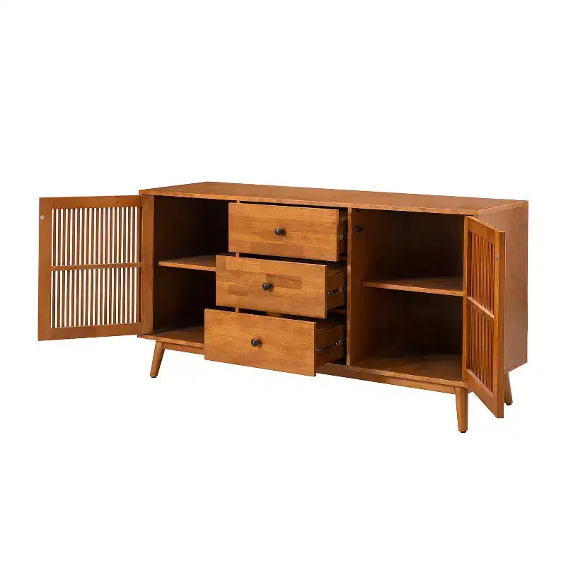 Enfilade Chris 58 à 3 tiroirs avec portes à lattes | KARAT HOME
