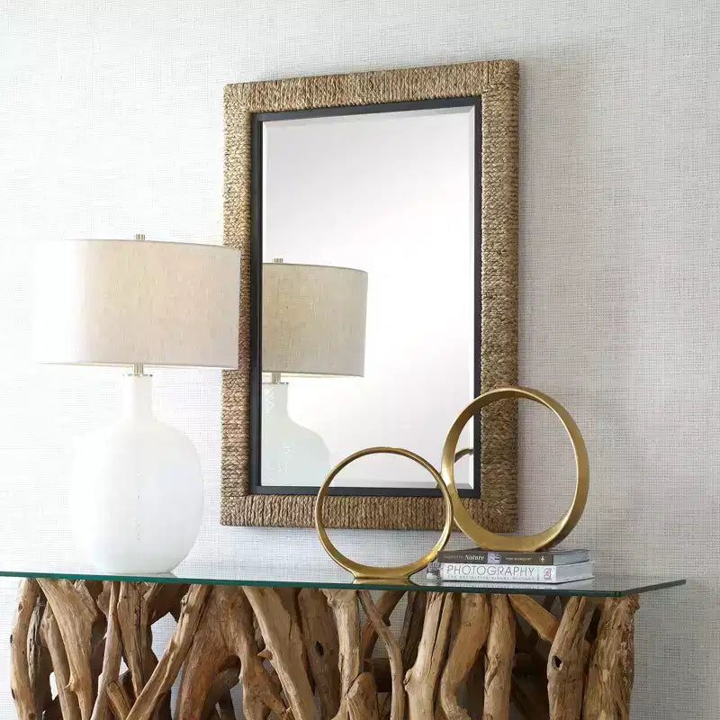 Miroir mural en paille naturelle Uttermost Island 75 x 105 cm