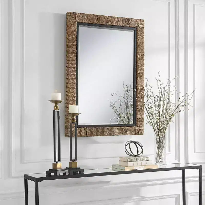Miroir mural en paille naturelle Uttermost Island 75 x 105 cm