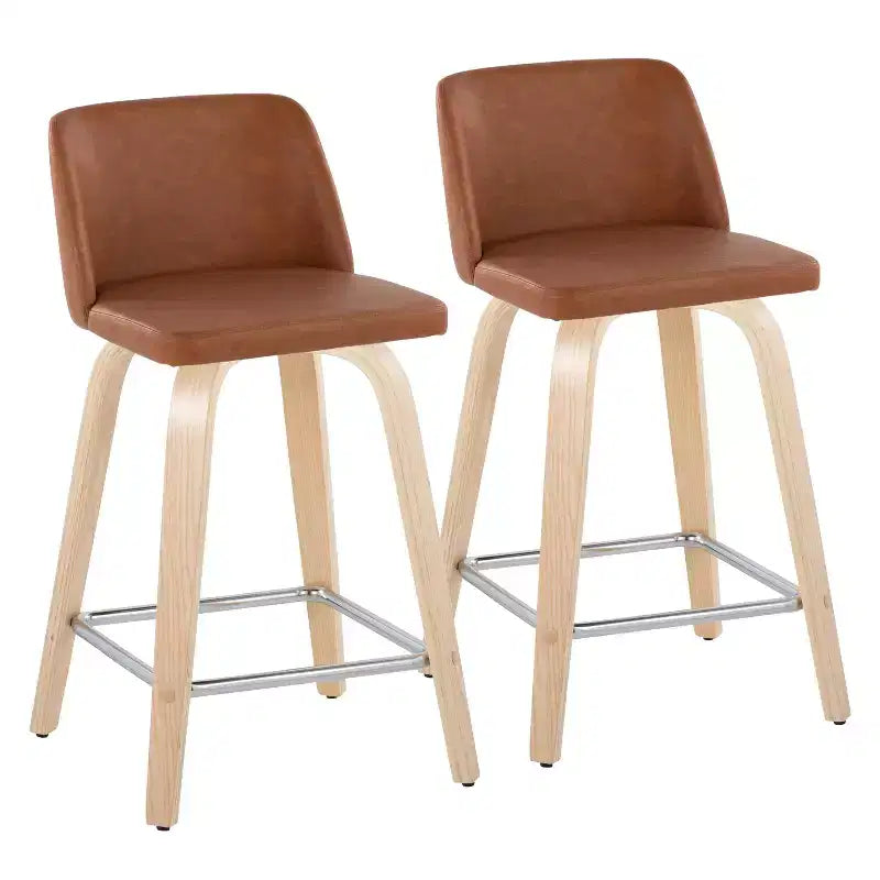 Lot de 2 tabourets de bar à hauteur de comptoir basse Toriano - LumiSource