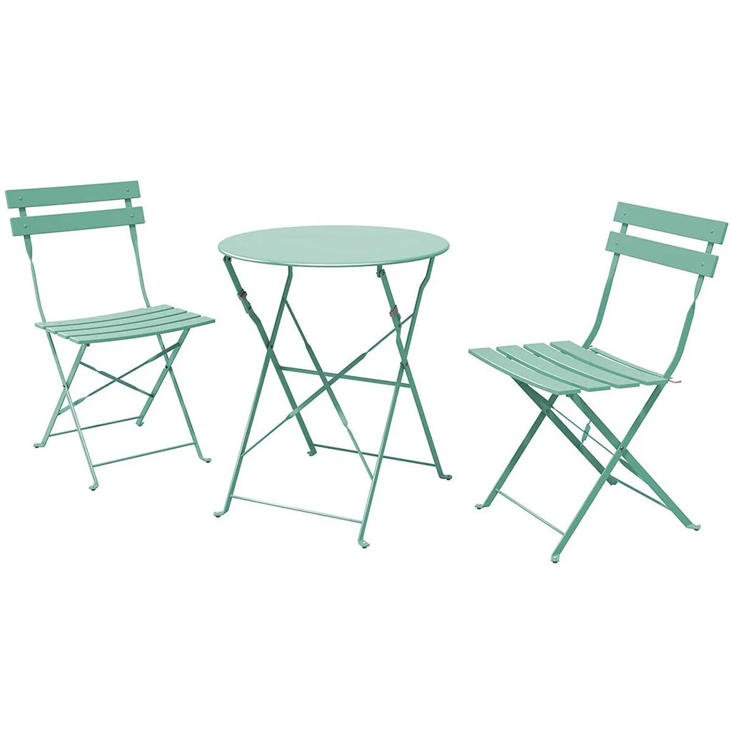 Ensemble bistro pliant 3 pièces en métal, salon de conversation intérieur/extérieur résistant aux intempéries pour patio, cour, jardin