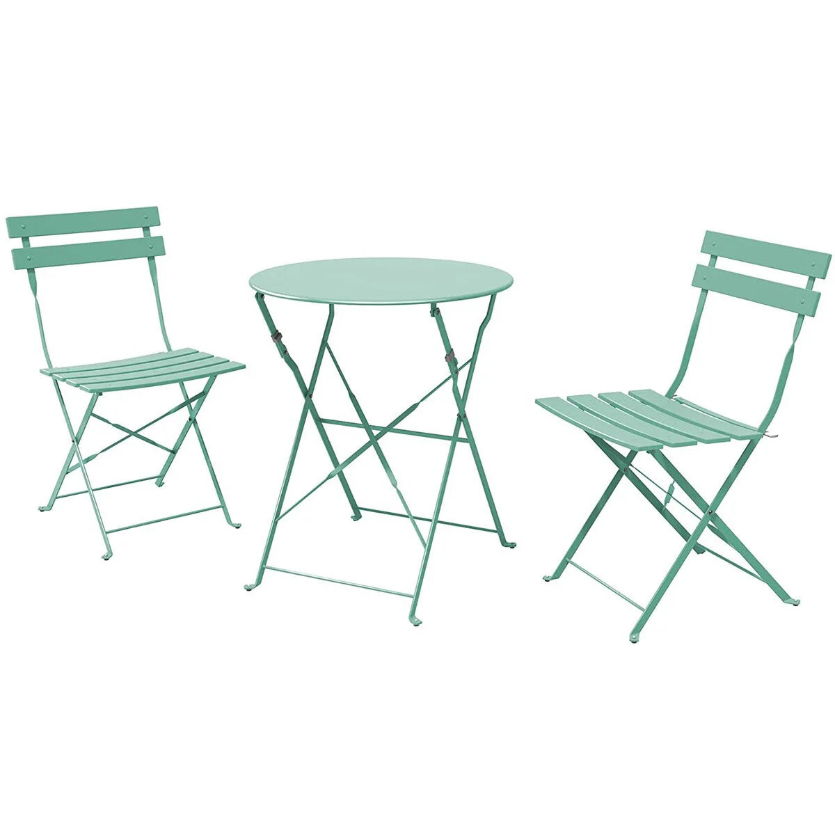 Ensemble bistro pliant 3 pièces en métal, salon de conversation intérieur/extérieur résistant aux intempéries pour patio, cour, jardin