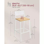 VASAGLE Tabourets de Bar, Lot de 2 Chaises de Bar, Tabourets Hauts avec Dossier, Style Industriel pour Salle de Fête