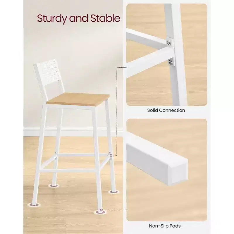 VASAGLE Tabourets de Bar, Lot de 2 Chaises de Bar, Tabourets Hauts avec Dossier, Style Industriel pour Salle de Fête