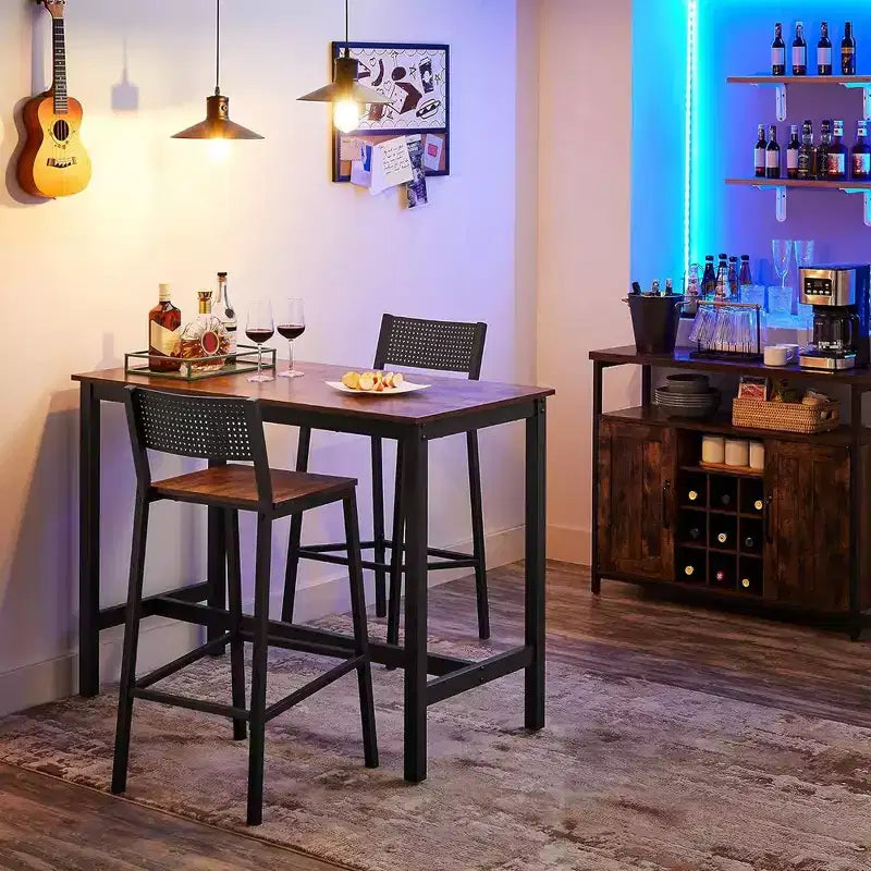VASAGLE Tabourets de Bar, Lot de 2 Chaises de Bar, Tabourets Hauts avec Dossier, Style Industriel pour Salle de Fête