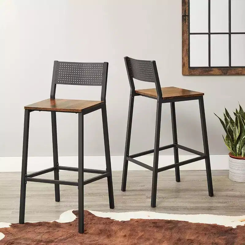VASAGLE Tabourets de Bar, Lot de 2 Chaises de Bar, Tabourets Hauts avec Dossier, Style Industriel pour Salle de Fête