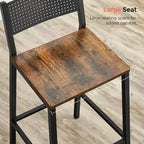 VASAGLE Tabourets de Bar, Lot de 2 Chaises de Bar, Tabourets Hauts avec Dossier, Style Industriel pour Salle de Fête