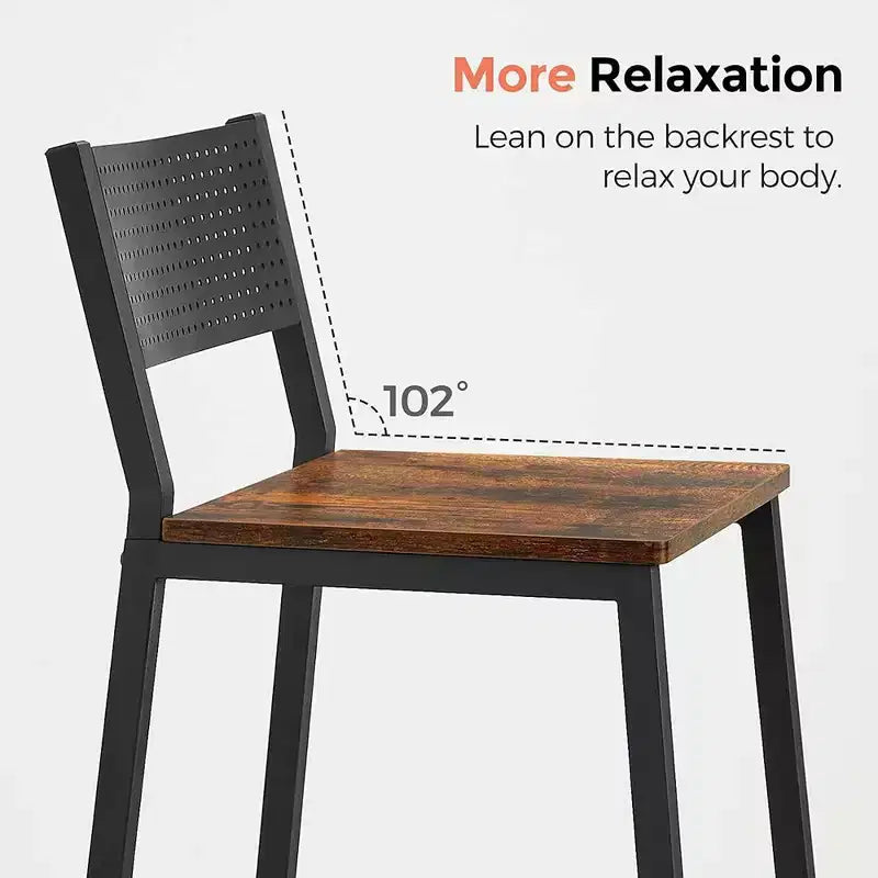 VASAGLE Tabourets de Bar, Lot de 2 Chaises de Bar, Tabourets Hauts avec Dossier, Style Industriel pour Salle de Fête