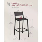 VASAGLE Tabourets de Bar, Lot de 2 Chaises de Bar, Tabourets Hauts avec Dossier, Style Industriel pour Salle de Fête