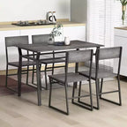 Costway Ensemble de salle à manger 5 pièces, table de cuisine rectangulaire industrielle avec 4 chaises gris/marron