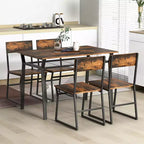 Costway Ensemble de salle à manger 5 pièces, table de cuisine rectangulaire industrielle avec 4 chaises gris/marron