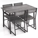 Costway Ensemble de salle à manger 5 pièces, table de cuisine rectangulaire industrielle avec 4 chaises gris/marron